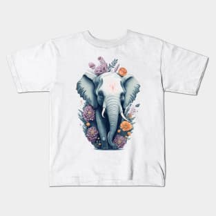 Elephant with Flowers Kids T-Shirt